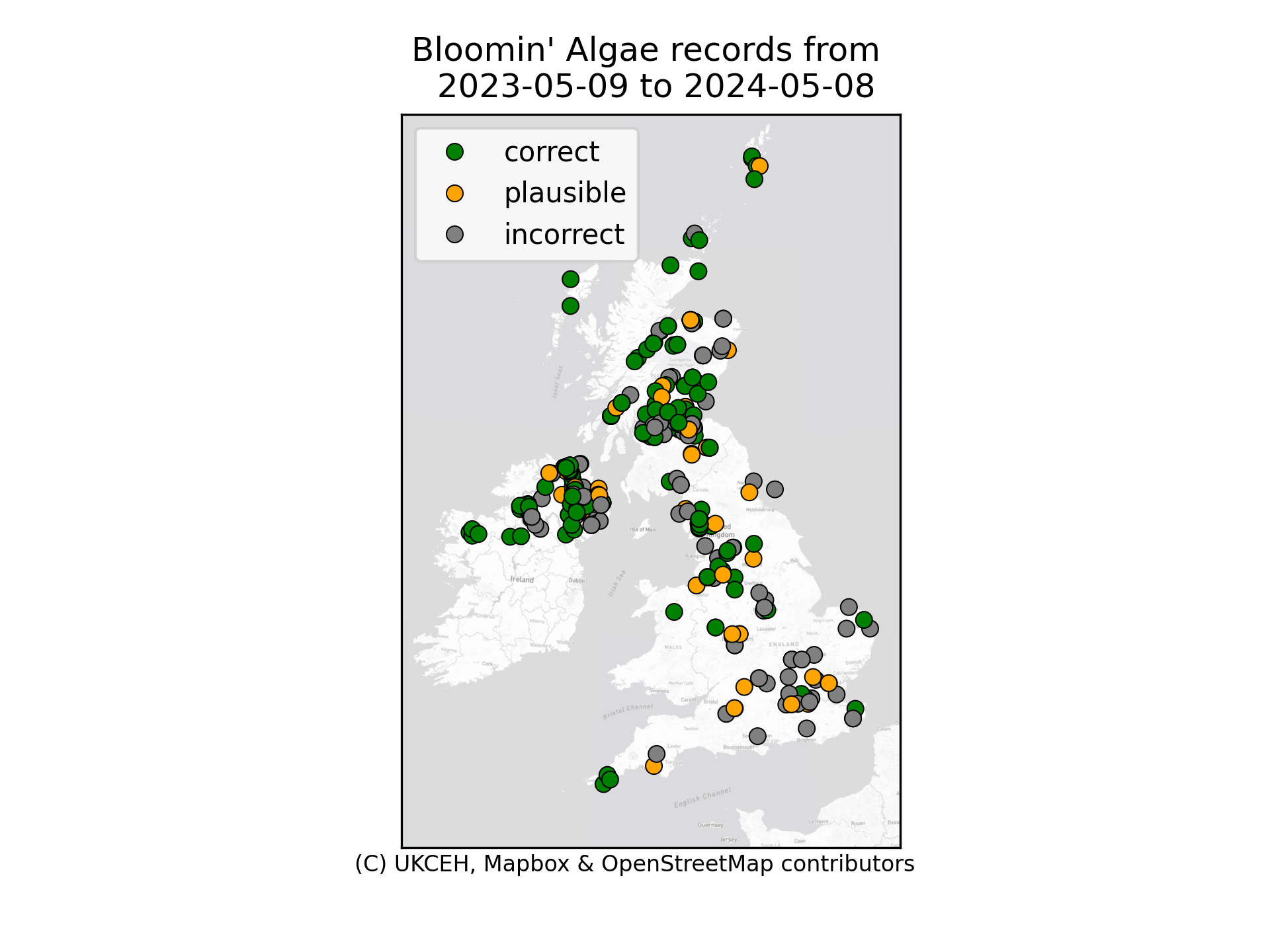 Bloomin' algae app submitted records map. Updated daily.